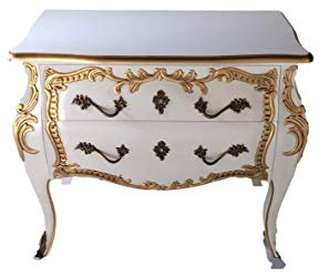 Antik Louises Barock Rokoko Stilmoebel Kommode Sideboard weiß mit Gold Breite93cm