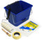 Kit spécial application peinture intérieure - Rouleau de peinture anti-goutte qualité professionnelle avec seau, ruban, couvercle et pinceau - 5 pièces