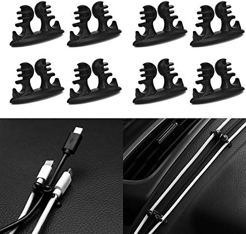 Hallenwerk 8 soportes para cables, abrazaderas de alambre, fijación para auriculares, cable USB o cable GPS. Colector de cables para coche, oficina o mesa