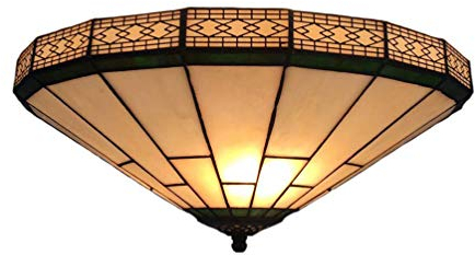 ACMHNC Tiffany Stil Deckenlampe Küche,Retro Wohnzimmer Deckenleuchte E27 Handgemacht Vintage Deckenleuchten Für Schlafzimmer Esszimmer Flur Hotel Balkon Badezimmer Deckenbeleuchtung,41CM