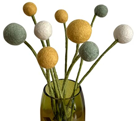 Én Gry & Sif 9 Filzblumen - Kleiner Blumengruß - Blumenstrauß - Muttertag - handgemacht (gelb)