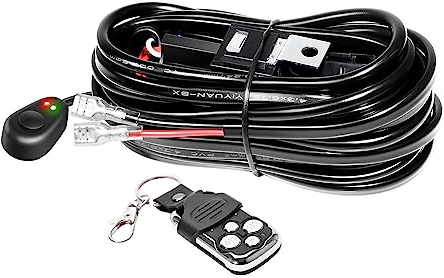 RIGIDON Stroboscopique Câblage à barres lumineuses LED Faisceau de Fil avec Relais et Interrupteur 12V 40A 18AWG pour Voiture SUV ATV 4x4 et Camion Offroad Tout-terrain (Mode B fit pour 1 lampe)