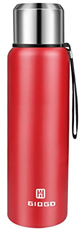 Vacuum Insulated Flask 750ml/25oz with Cup lid Stainless Steel Thermo Water Flasks Leakproof Keep Coffee hot&Cold Drink Bottle.(Red,750ml)