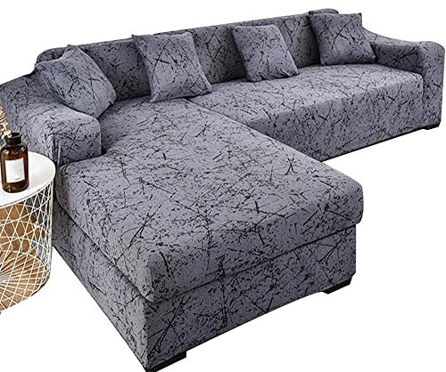 VEAI Housses de Canapé d Angle Couverture de Canape en Forme de L Couvre Canape Gris/Beige/Bleu Housse de Canapé Extensibles avec Méridienne Gauche/Droite Housse Protection Canapé