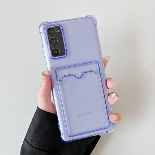 DEFBSC Hülle für Samsung Galaxy S20 FE, Transparente Rückseite Handyhülle mit Kartenhalter, (Handykartenhalter) Ultra Dünn Weiche TPU Stoßfeste Durchsichtige Schutzhülle - Lila