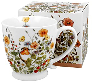 Duo Classic Kollektion WILD BIRD Becher 480 ml aus New Bone China Porzellan im Geschenkbox, klassischer Becher, Kaffee- und Teebecher