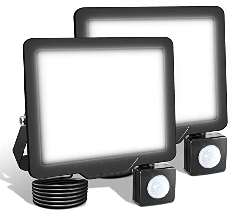SKYWORLD Projecteur Extérieur LED Détecteur de Mouvement PIR, 2pcs 20W 2000LM Blanc Froid 6000K, Spot LED Extérieur Étanche, Éclairage de Sécurite pour Garage Jardin Cour Entrée Parc