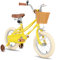 JOYSTAR 12 Zoll Kinderfahrrad für Kleinkinder 2-4 Jahre Mädchen, Mädchenfahrrad mit Stützrädern & Korb, Kinderfahrrad Gelb