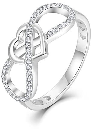 Starchenie Unendlichkeit Herz Liebesknoten Ring - Sterling Silber Versprechen Ring für Damen