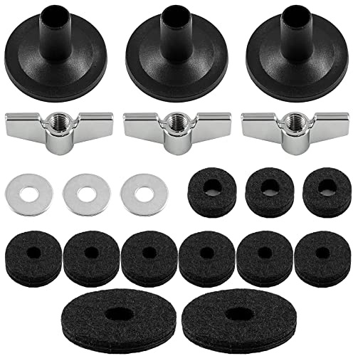 Jiozermi 21Pcs Cymbal Replacement Accessories, Cymbal Parts Include Felt Cymbal Sleeves with Base, Washers, Wing Nuts, Cymbal Felts, Hi-Hat Clutch Felt Hi Hat Cup
