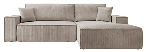 Selsey Sofa Ecksofa Eckcouch Schlafsofa Couch Mit Stauraum Schlaffunktion Pflegeleicht Polyurethanschaum L Form Rechts Farese Beige Cordoptik