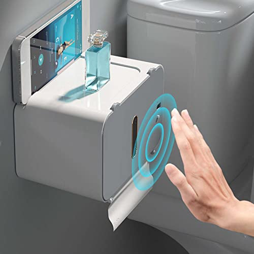 Distributeur de Papier Toilette Automatique sans Contact,Distributeur Essuie Mains Mural,Porte Rouleau Papier Toilette Auto-adhésif sans Perçage Rechargeable pour Cuisine et Salle de Bain