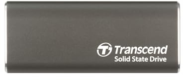 Transcend 500GB ESD265C Portable SSD 1050MB/s Aluminum, Type C, Iron Gray | Slim Pocket-sized, External Solid State Drive USB 3.2 Gen 2 for Macbook, iPad, Mac