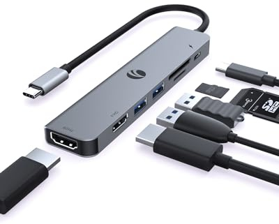 VCOM 7-in-1 USB C Hub, Docking Station Dual Monitors with 4K HDMI
