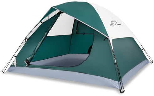 JELUCAMP 4 Personen Kuppelzelte für Camping, wasserdicht, leicht, tragbar, Rucksackzelt, klein, einfach aufzubauen, Outdoor-Camping, Wandern, Zelt für Erwachsene, Dunkelgrün