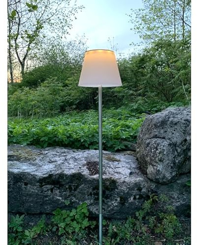 Star Trading 482-71 LED-Solar-Dekoration Solini 3 verschiedene Höhen, 30/50/90 cm steckbar, Edelstahl/ weißes Kunststoff, ww LED, 15 LM, Akku, outdoor, Vierfarb-Karton