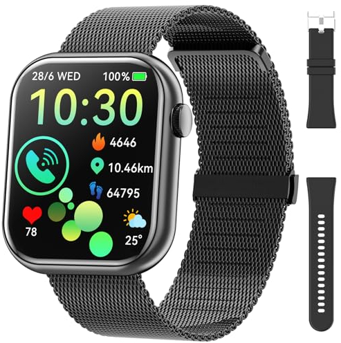 Smartwatch Uomo Donna, 1,85'' Schermo Orologio Smartwatch con Chiamata Bluetooth e Risposta Vivavoce, Smart Watch con Contapassi, Cardiofrequenzimetro da Polso, Orologio Fitness per Android iOS