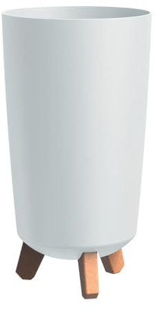 Prosperplast Gracia Tubus Slim Macetero con patas, para interior y exterior, resistente a los rayos UV y a la intemperie, moderno macetero de plástico blanco, redondo, ligero y estable (Ø 195 mm)
