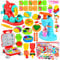 Haoutdory 51 Stück Knete Dough Set für Kinder,Kitchen Creations Nudelmaschine Spielset Burger Eiscreme,DIY Knete Eismaschine Set Knete Zubehör,12 Dosen Knete,Spielzeug Geschenk Mädchen Junge 3+