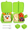 astor24 PREMIUM 2 x Set Bento-Box | 1,4 L | Brotdose Kinder mit Fächer BPA Frei | Auslaufsicher Lunchbox Brotbox für Mädchen & Jungen, Jausenbox mit Besteck für Schule (2 x Grün)