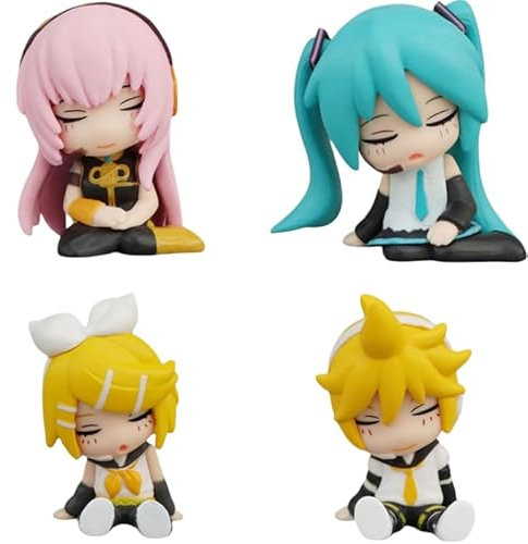 REOZIGN Figur Hatsune, Kagamine Rin Len, Anime-Figuren Four Q, Version geschlafen auf den Schultern, 5 cm, Modell aus PVC, Geschenk zum Basteln