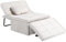 HOMCOM Sofá Cama Plegable 3 en 1 Sofá Cama de 1 Plaza Tapizado en Lino Convertible con Respaldo Ajustable en 5 Posiciones Reposapiés y Reposacabezas Carga 200 kg Crema