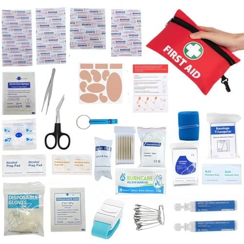 Vndnsy Premium Erste-Hilfe-Set, 135-teilig – Mini-Erste-Hilfe-Set mit Augendusche, Tourniquet, Rettungsdecke und Verbandsmaterial – für unterwegs, zu Hause, im Büro, beim Camping und im Auto – Erste-H