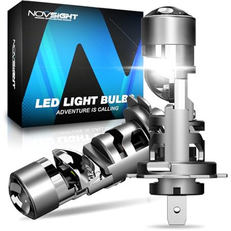 NOVSIGHT H7 LED Headlight Bulb - 130W 26000LM H7 Headlight Bulb Bi-LED Projector Lens, 1:1 Size 300% Brighter 6500K White Conversion Kit, Halogen Replacement, Plug and Play, Pack of 2