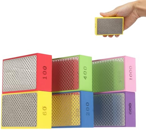 mumisuto 6Pcs Éponges de Ponçage, Cales à Poncer Diamant (Grain 60-1000) | Tampons de Polissage à la Main en Diamant, Blocs de Ponçage pour Carreaux Céramique Verre Pierre Granit Marbre