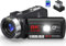 8K Video Camera Camcorder, IR Night Vision, 18X Digital Zoom, Touch Screen, WiFi for YouTube, Includes 32G SD Card, Remote Control, Microphone, 2 Batteries