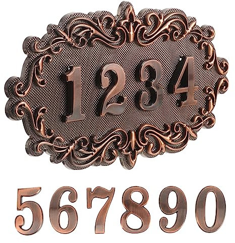 SHINEOFI 1 Set Vintage Style Address Plaque Retro House Number Sign with Reflective Mailbox Numbers No for Wall Display Enhances Home Appearance