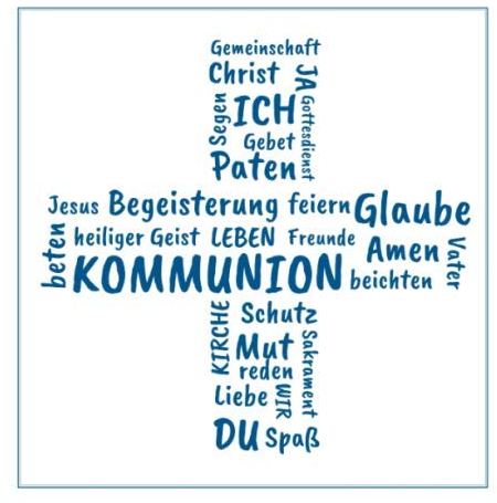 Gästebuch zur Kommunion: Erinnerungsbuch zum Eintragen von Glückwünschen | Geschenkidee zur ersten heiligen Kommunion | christliche Geschenkbücher | Edition: blau