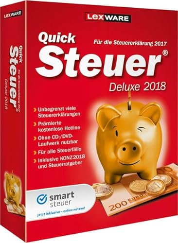 Lexware QuickSteuer Deluxe 2018 für das Steuerjahr 2017|Minibox|Einfache und schnelle Steuer-Software für die private und gewerbliche Steuererklärung|Kompatibel mit Windows 7 oder aktueller
