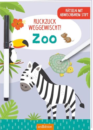 Ruckzuck weggewischt! Zoo: Rätseln mit abwischbarem Stift | Rätselheft zum Immer-wieder-Lösen für Kinder ab 4 Jahren