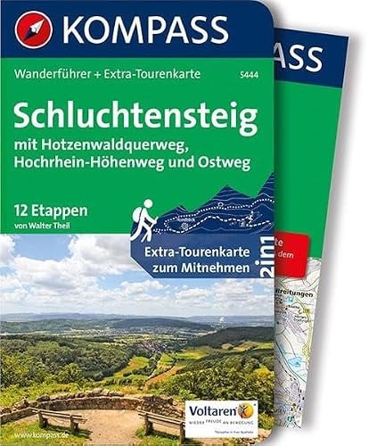 KOMPASS Wanderführer Schluchtensteig, mit Hotzenwaldquerweg, Hochrhein-Höhenweg und Ostweg: Wanderführer mit Extra-Tourenkarte 1:50.000, 12 Tagesetappen, GPX-Daten zum Download.