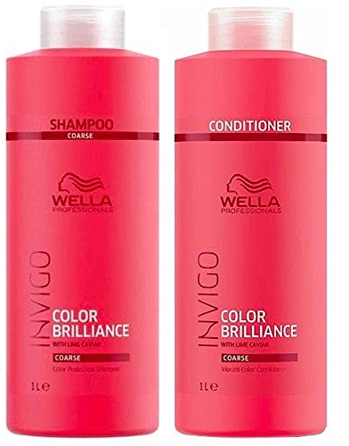Wella Professionals Brilliance Duo Farb-Shampoo 1000ml und Conditioner 1000ml für sprödes, dickes Haar