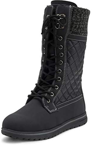 Donna Alto Durevole Pelliccia Ecologica Inverno Pioggia La Neve Impermeabile All'Aperto Vitello Stivali - 6 - BLK39 AYC0538