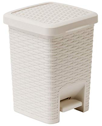 Addis Cubo de Basura Cuadrado, Efecto ratán, 6 litros, Color Crema, Lino, Calico Linen, Pedal Bin