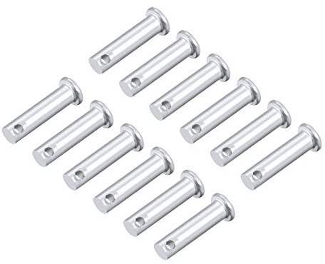 sourcing map 12 Stück Steckbolzen Einloch Flachkopf Gabelkopfstifte Rundbolzen,8mm X 30mm Splintstift Verzinkung Massiver Stahl Lochbolzen