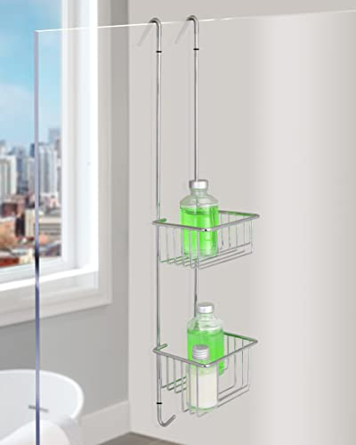 kowald ® Design Duschkorb zum Hängen Chrome | Duschablage zum Hängen | schmales Design | 68x15x12cm