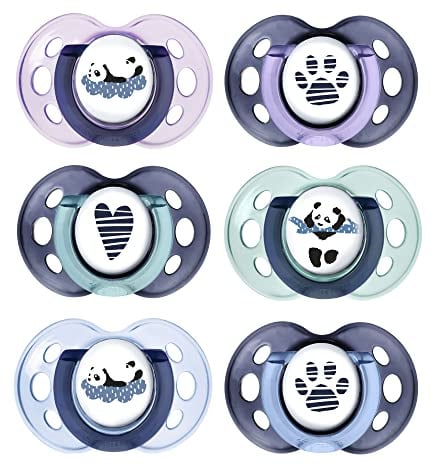 Tommee Tippee Anytime Soothers, Symmetrical Orthodontic Design, BPA-Free Silicone, 18-36m, Pack of 6 Dummies