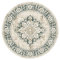 FRAAI | Home & Living Teppich Vintage Rund - Spring Medaillon Creme Grün - Polypropylen - Kurzflor - Vintage - Boho, Orientalisch - Wohnzimmer, Esszimmer, Schlafzimmer - Carpet