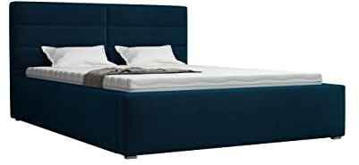 ALTDECOR Polsterbett mit Kopfteil Bettkästen Doppelbett Metallgestell Dunkles Türkis 160 x 200