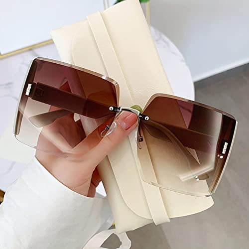 Tseonmis Damen-Sonnenbrille mit Farbverlauf, quadratische übergroße Sonnenbrille, Sonnenschutz-Strand-Sonnenbrille, beliebte Brille mit großem Rahmen (Style-C)