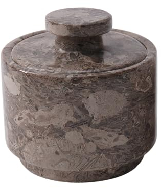MARBLOUS KRAFTS 3 x 3 Marble Salt celler with lid 3.5oz, herb Pot & Candy Bowl for Modern Kitchen countertop, Trinket Jewelry Dish Decorative Container (Oceanic)