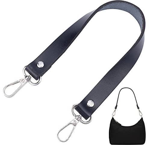 WADORN Leder-Ersatz-Geldbörsenriemen, 37cm Echtleder-Taschengriffe, kurzer Leder-Umhängetaschenriemen, Rindsleder-Handtaschengriffe mit Platin-Drehverschlüssen für DIY-Taschenherstellungszubehör