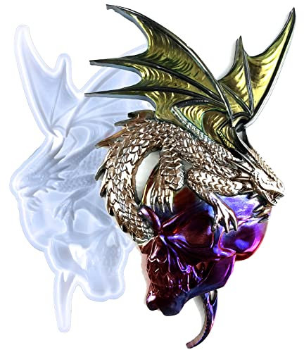 3D-Totenkopf-Drachen-Silikonformen, geschnitzt, große Tierstatue, Epoxidharz-Formen, Tier-Schokolade-Backform, Werkzeug für Kuchendekoration, Polymer-Ton, Wandbehang, Heimbüro, Kunstdekoration