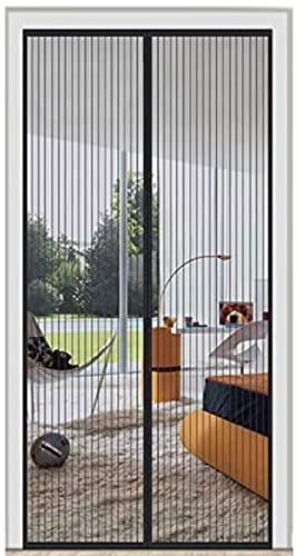 Fliegengitter, 100x270cm, für Balkon- und Terrassentüren, Schnellbefestigung an Holz- und Aluminiumfenstern und Balkonen ohne Blende, Schwarz, personalisierbar