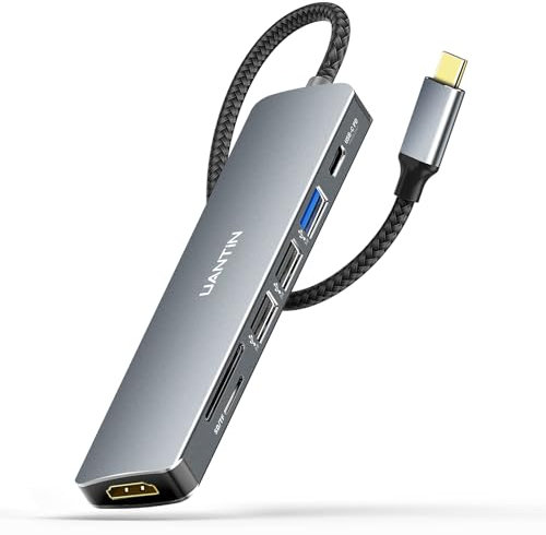 UANTIN USB C Hub 7 in 1 Multiport Adapter with 4K HDMI Dongle, 100W PD, SD/TF Card Reader, 3 USB-A, USBC Docking Station for MacBook Mac Pro/Air, Dell, HP, ASUS, Acer and Other Type C Laptops