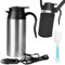 Gobesty Auto Wasserkocher Edelstahl 12V, 750ml Reisewasserkocher Wasserkocher Camping Zigarettenanzünder, Tragbarer Reise Teekanne Auto Kettle Für Die Zubereitung Von Tee, Kaffee Babymilch